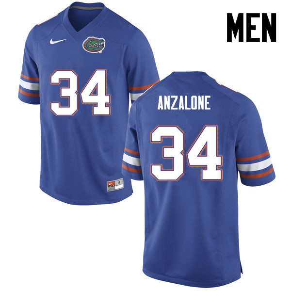 Florida Gators Men #34 Alex Anzalone College Football Blue